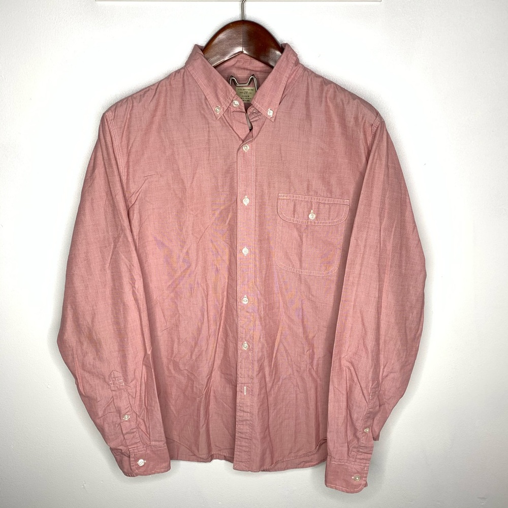 J. Crew Red Chambray Button Up Long Sleeve Shirt